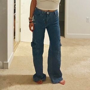 NWT ZARA HIGH RISE Z1975 STRAIGHT LEG CARGO JEANS